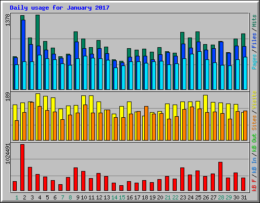 Daily usage for January 2017
